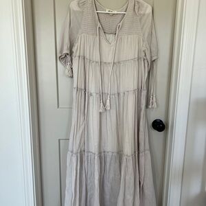 Listicle Beige Maxi Dress with Tassels
